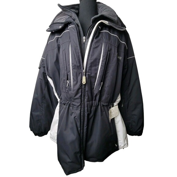 Nils Ski Jacket Plus Size 16 Women's Black Fleece Lined Zip Front Skiwear NWT - Picture 2 of 6